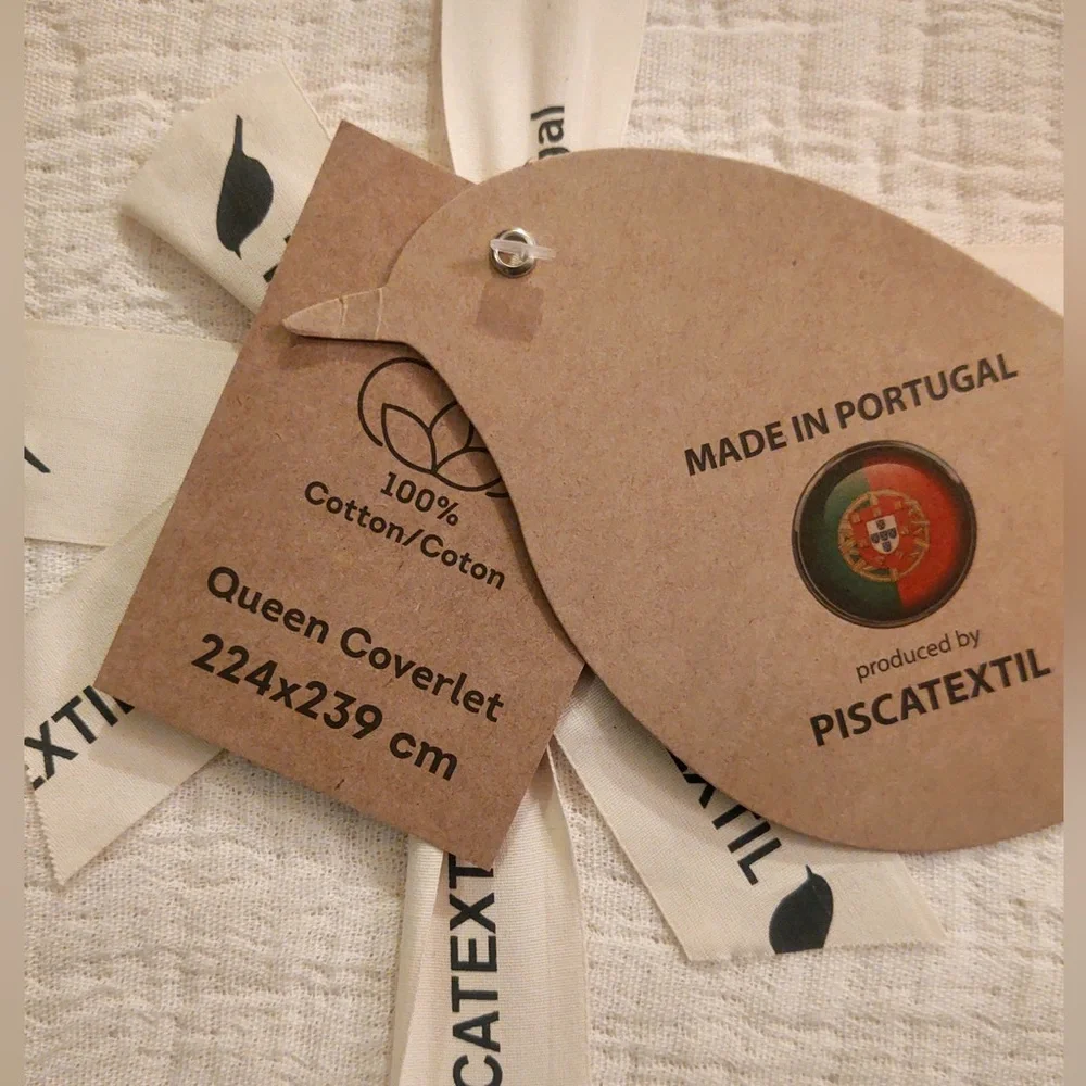🎁Piscatextil Coverlet - Cotton - Queen Size - Made in Portugal - Oatmeal - Picture 3 of 3